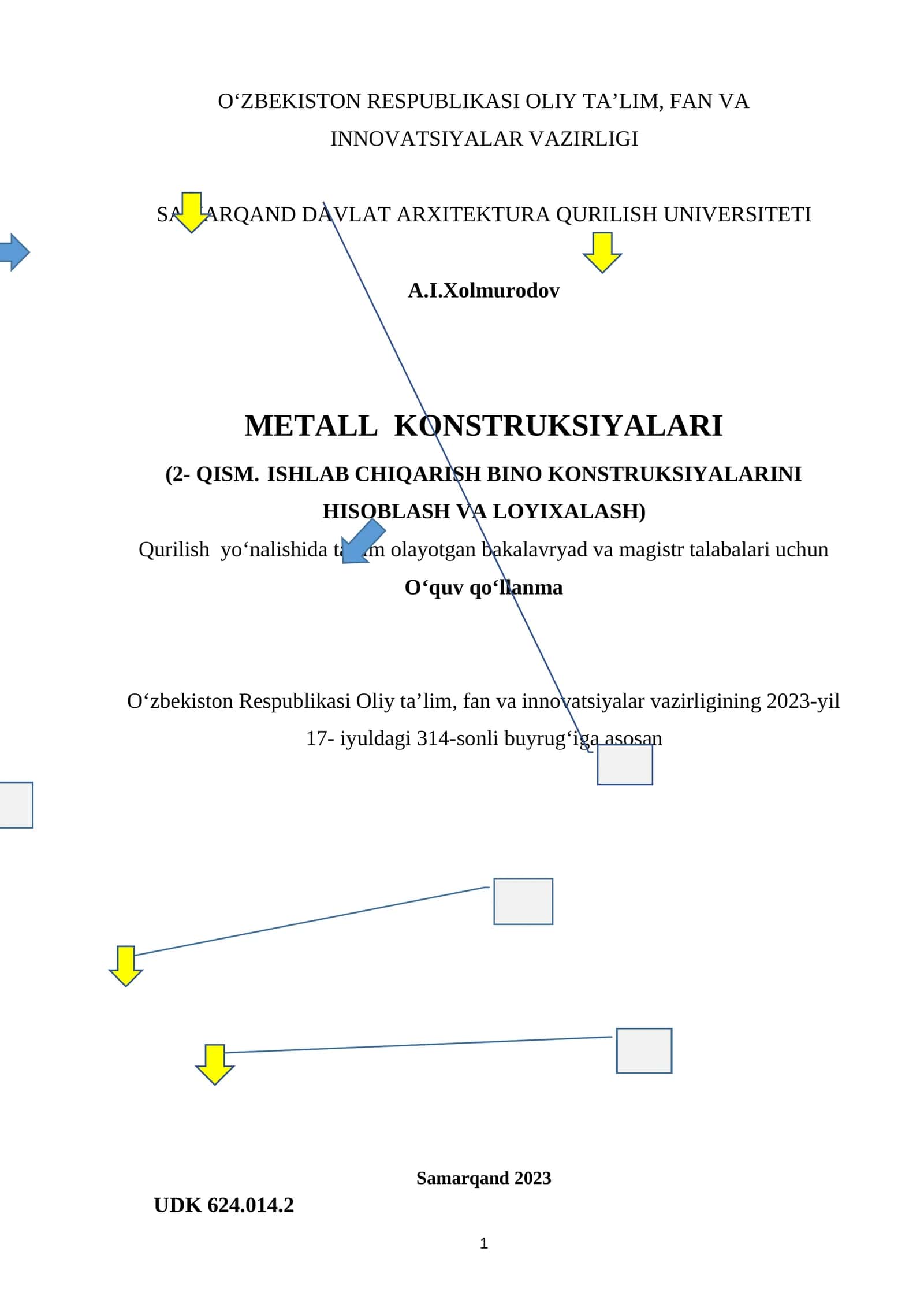 METALL konstruksiyalari (2- QISM. IShLAB ChIQARISh bino KonstruksiyaLARINI Hisoblash va loyixalash) 1
