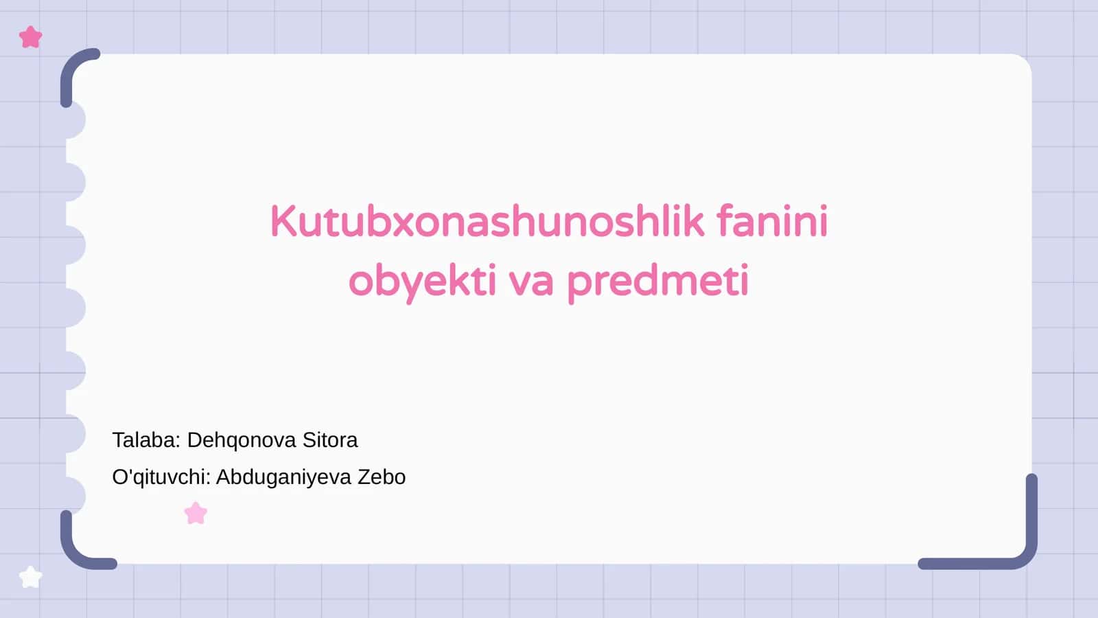 Kutubxonashunoshlik fanini obyekti va predmeti 1