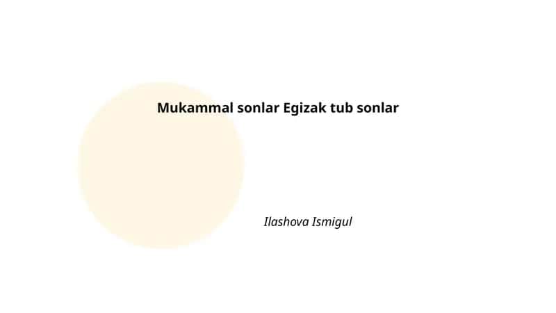 Mukammal sonlar Egizak tub sonlar 1