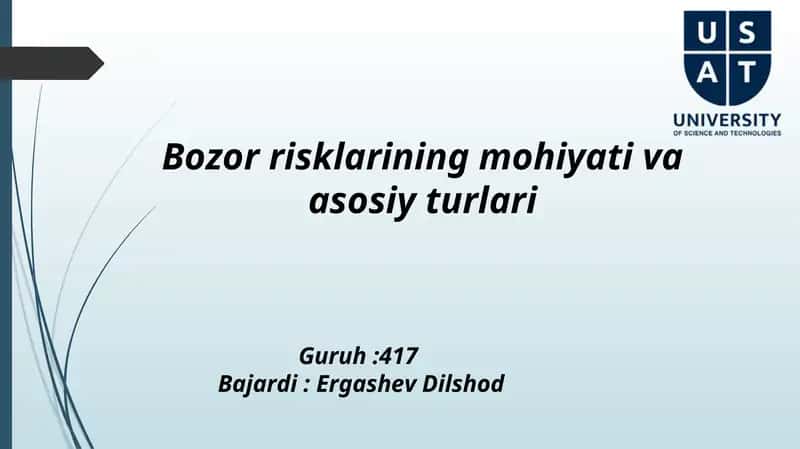 Moliya bozoridagi risklar. 1