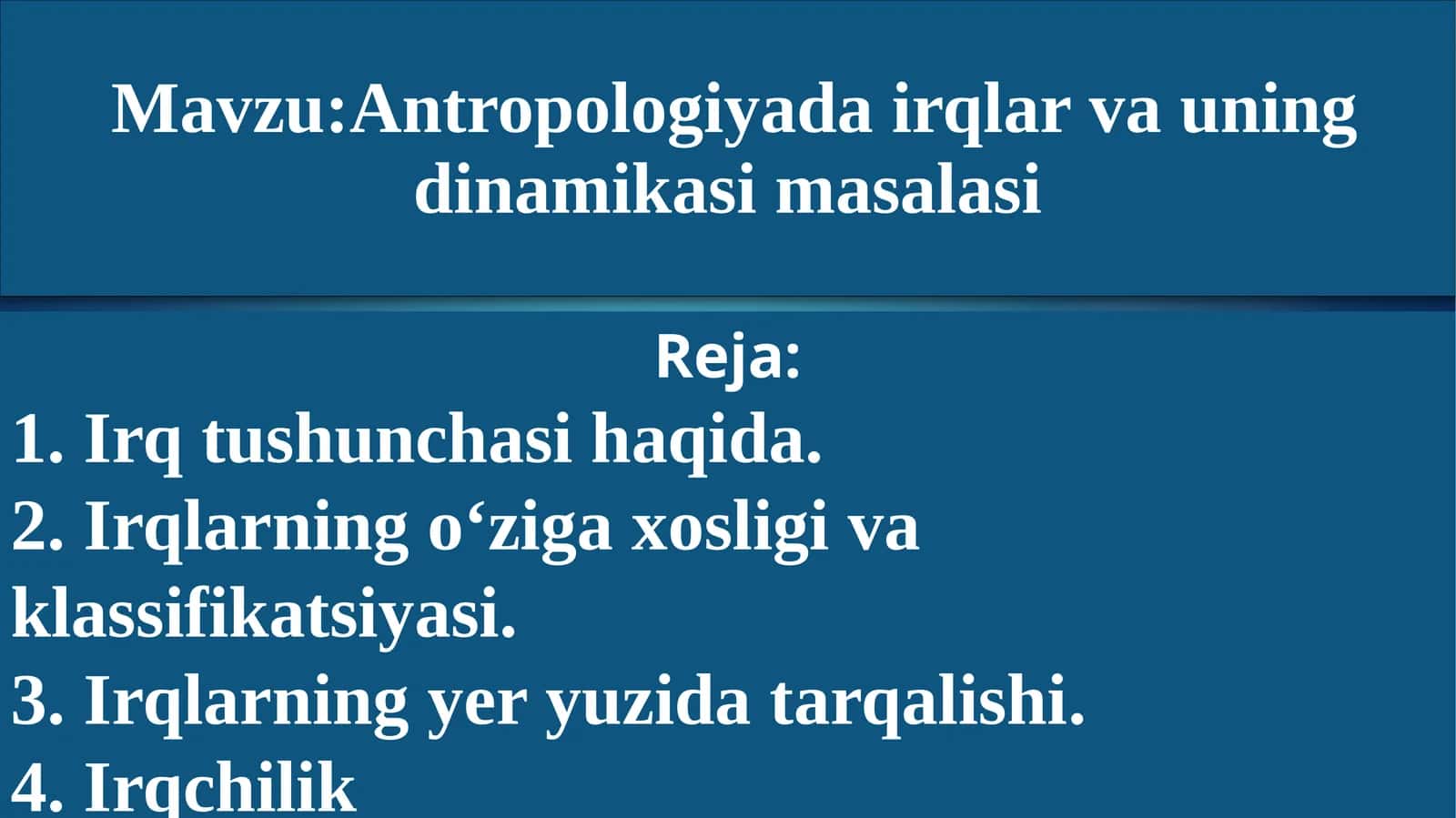 Antropologiyada irqlar va uning dinamikasi masalasi 1