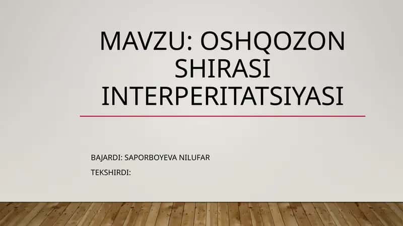 Oshqozonshirasi interperitatsiyasi 1
