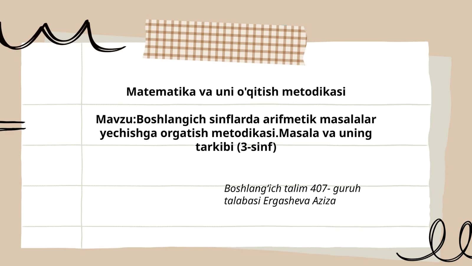 Matematika va uni o'qitish metodikasi 1