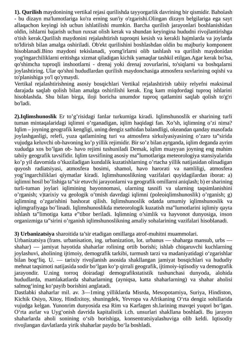 Qurilish Maydoninin Vertikal Rejasi 1