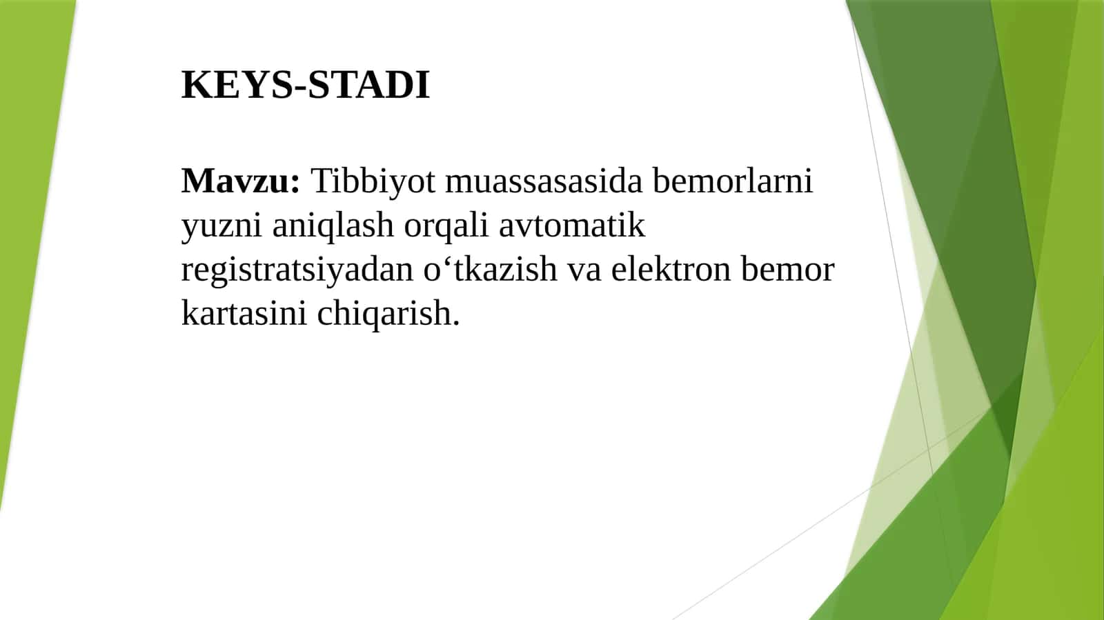 Tibbiyot muassasasida bemorlarni yuzni aniqlash orqali avtomatik registratsiyadan o‘tkazish va elektron bemor kartasini chiqarish 1