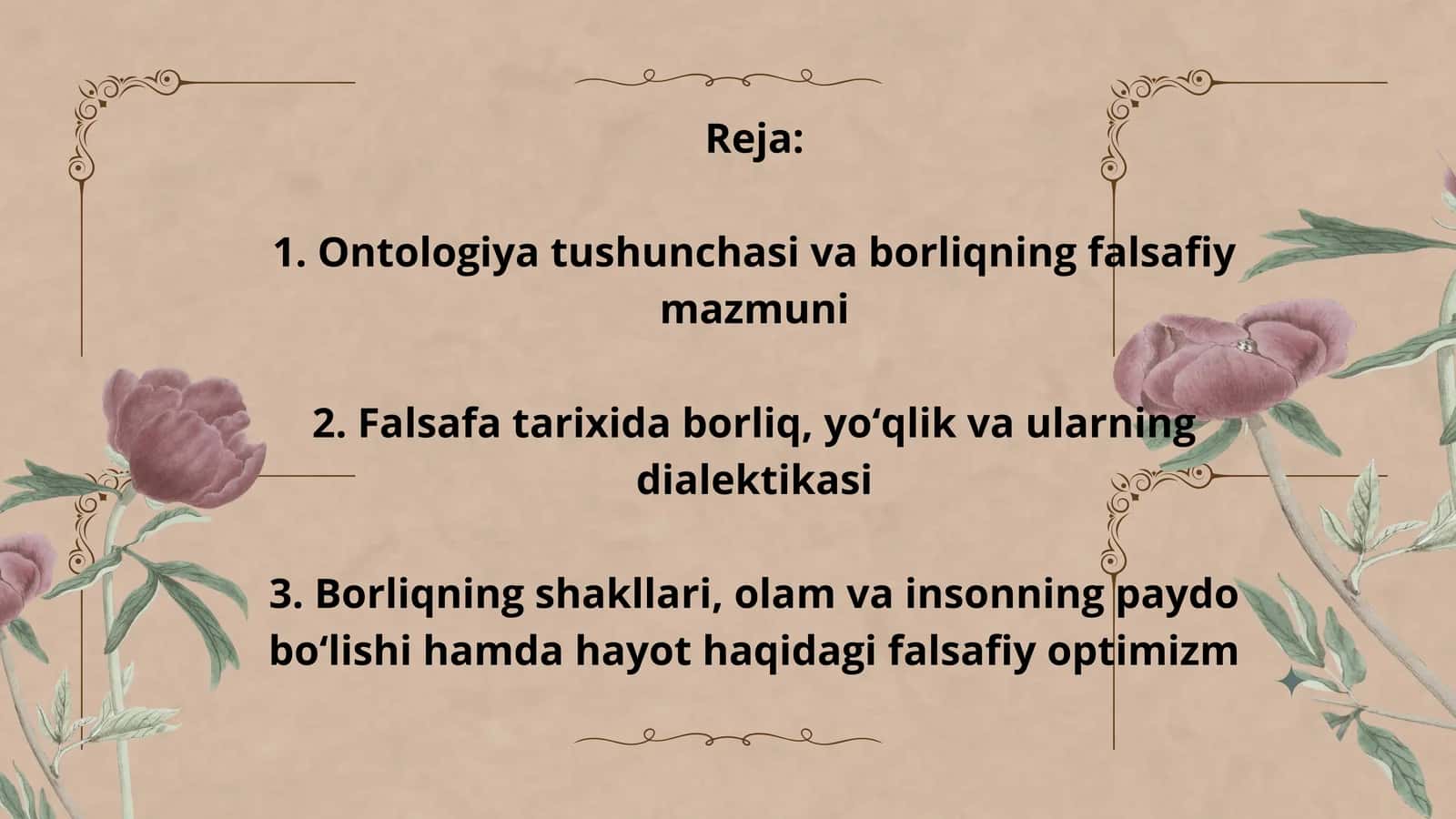 Ontologiya tushunchasi va borliqning falsafiy mazmuni 1