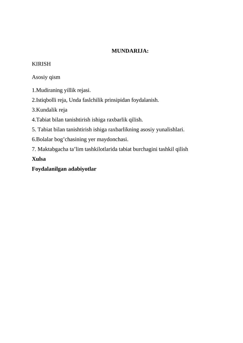 Tabiat bilan tanishtirish jarayonini tashkil etish 1