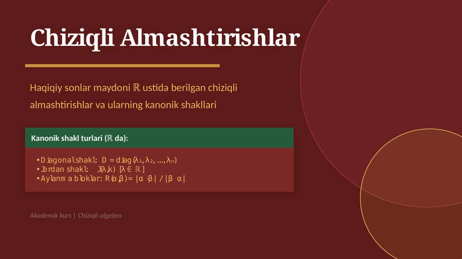 Chiziqli Almashtirishlar 1