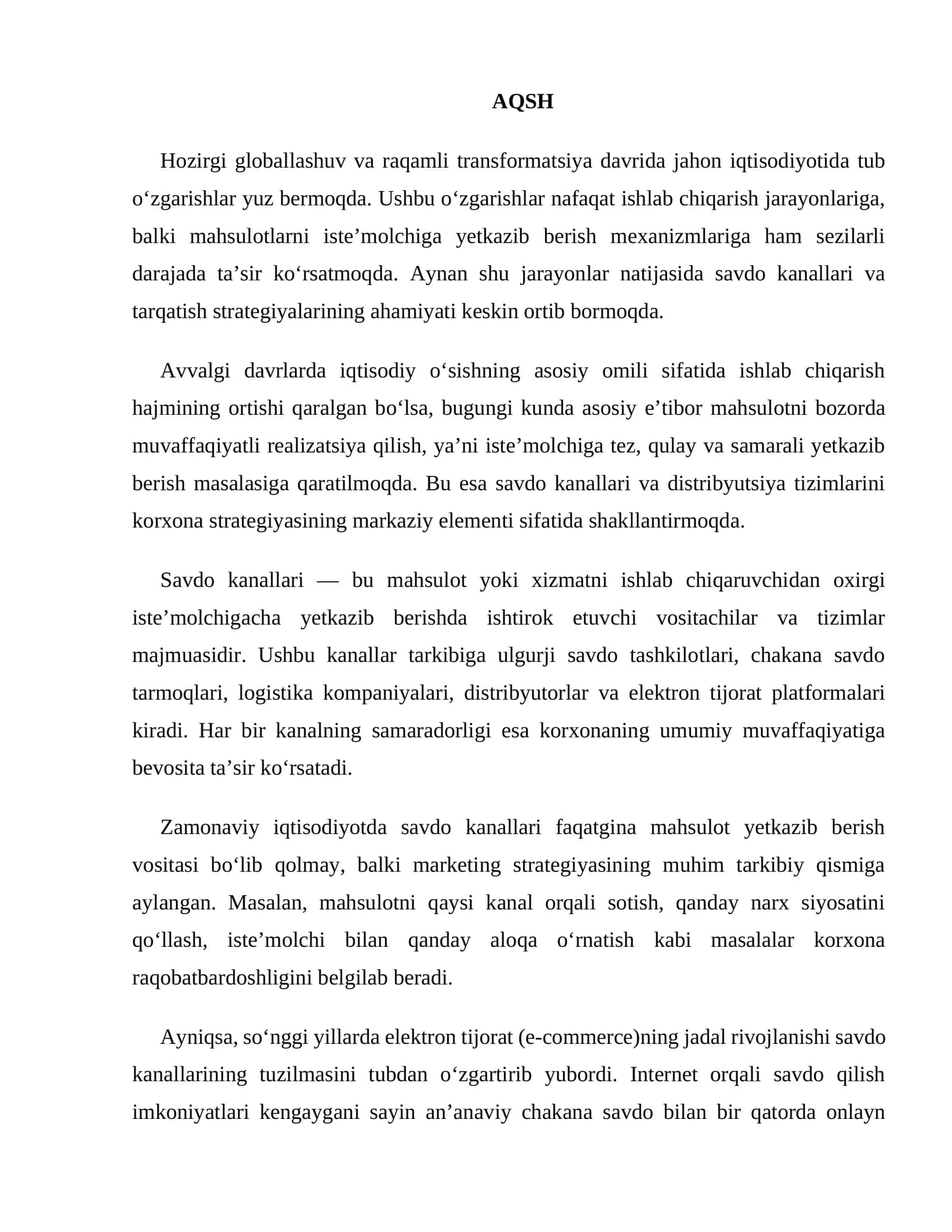 Savdo Kanallari va Tarqatish Strategiyalari 1