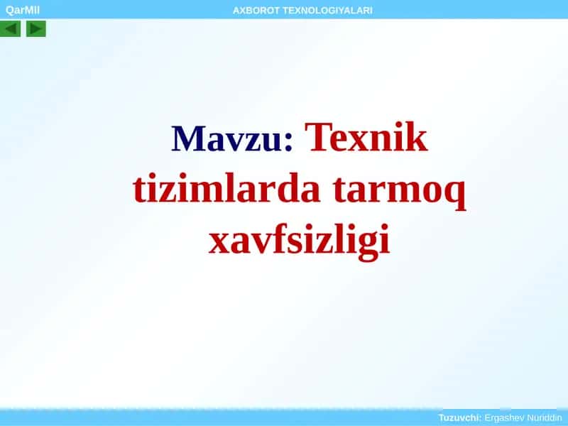 QarMIIAXBOROT TEXNOLOGIYALARI 1