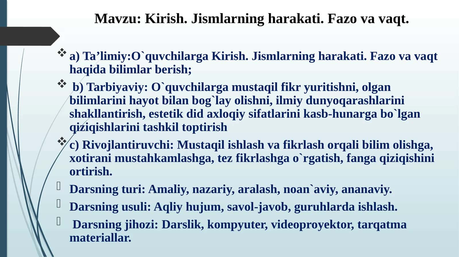 Kirish.Jismlarningharakati.Fazovavaqt 1
