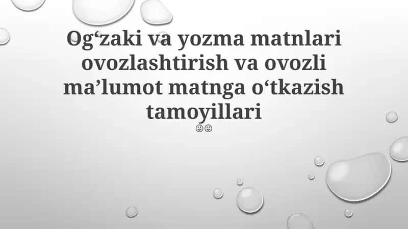 Nutqni sintezlash texnikalari 1