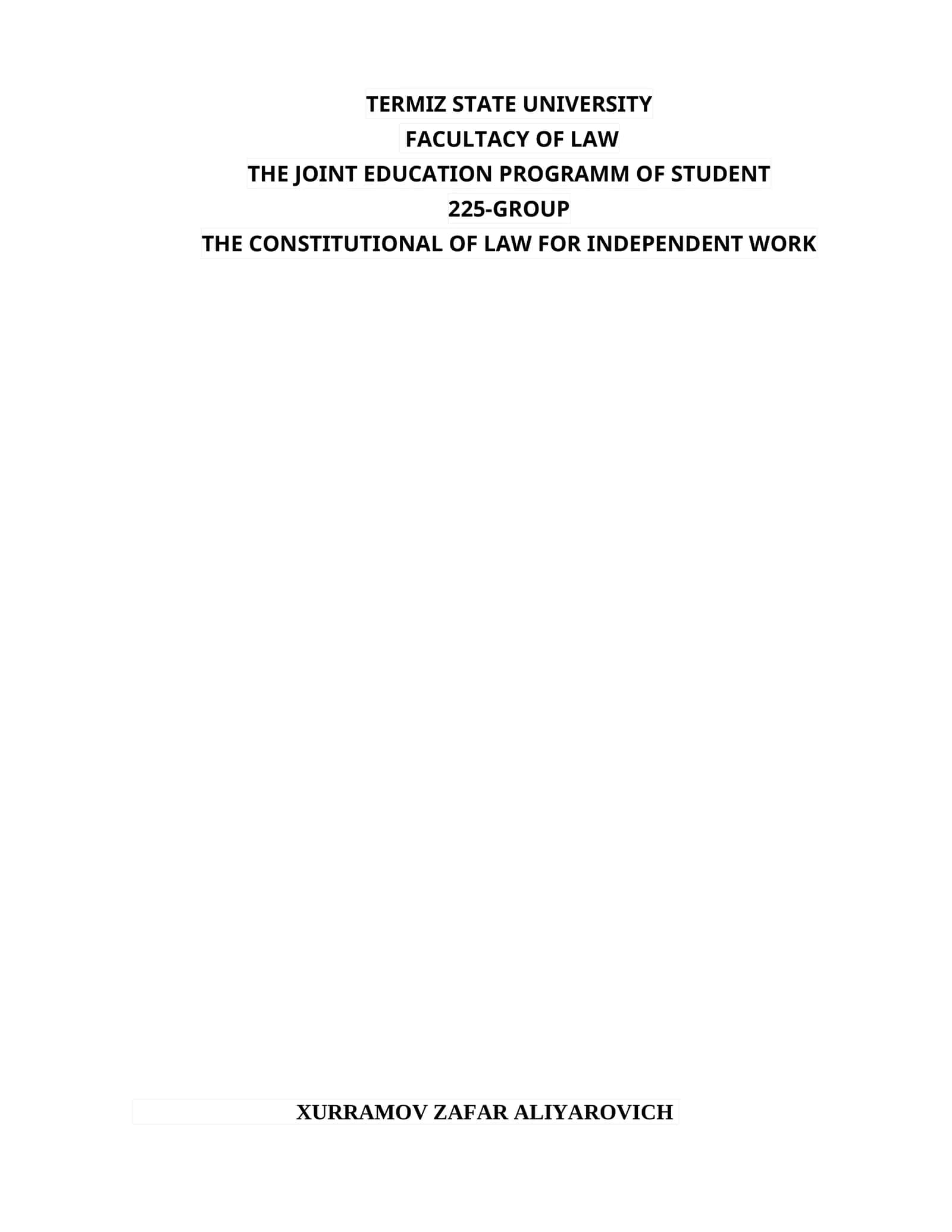THE CONSTITUTIONAL OF LAW FOR INDEPENDENT WORK 1