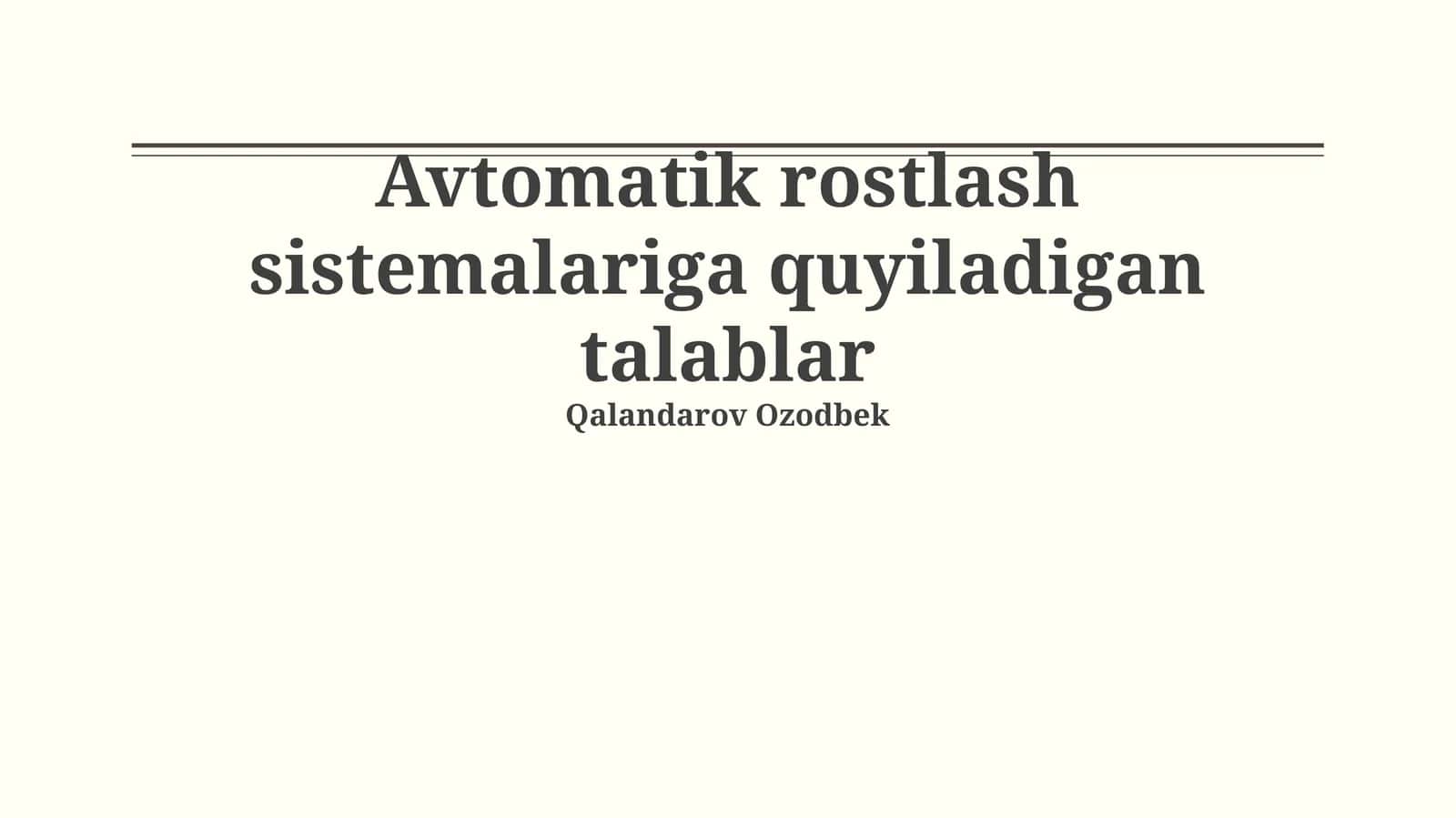 Avtomatik rostlash sistemalariga quyiladigan talablar 1