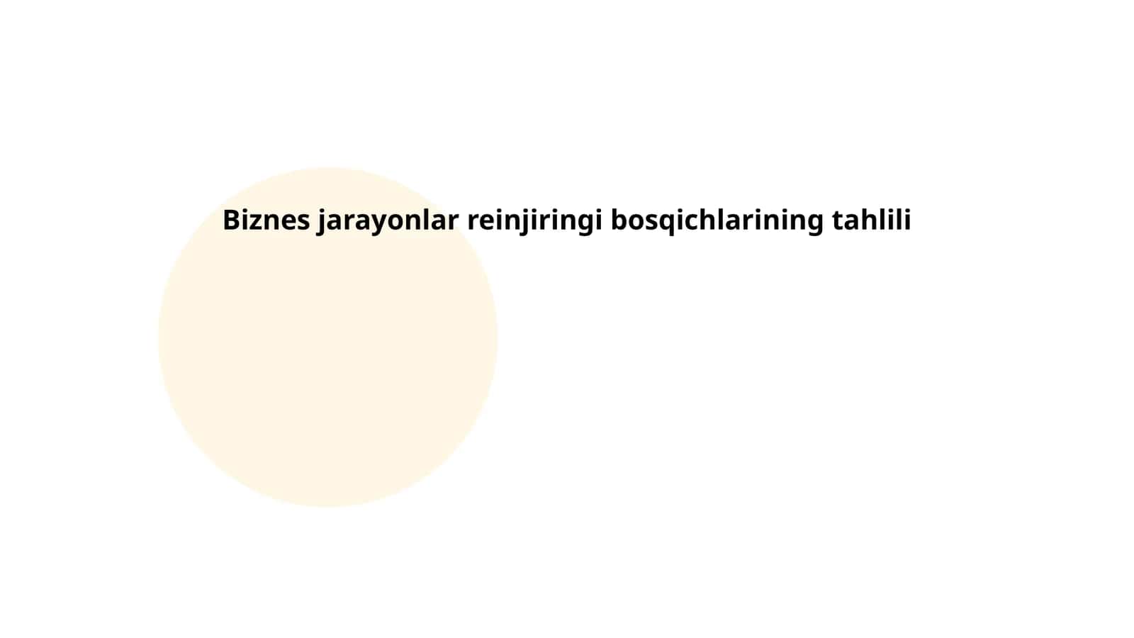 Biznes jarayonlar reinjiringi bosqichlarining tahlili 1