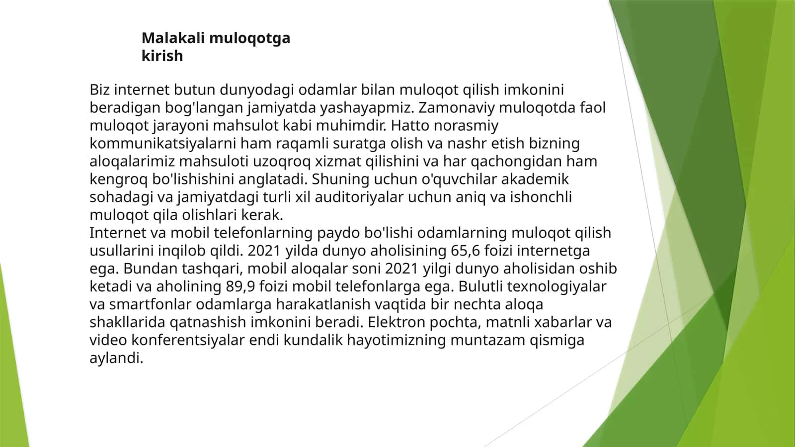 Malakali muloqotga kirish 1