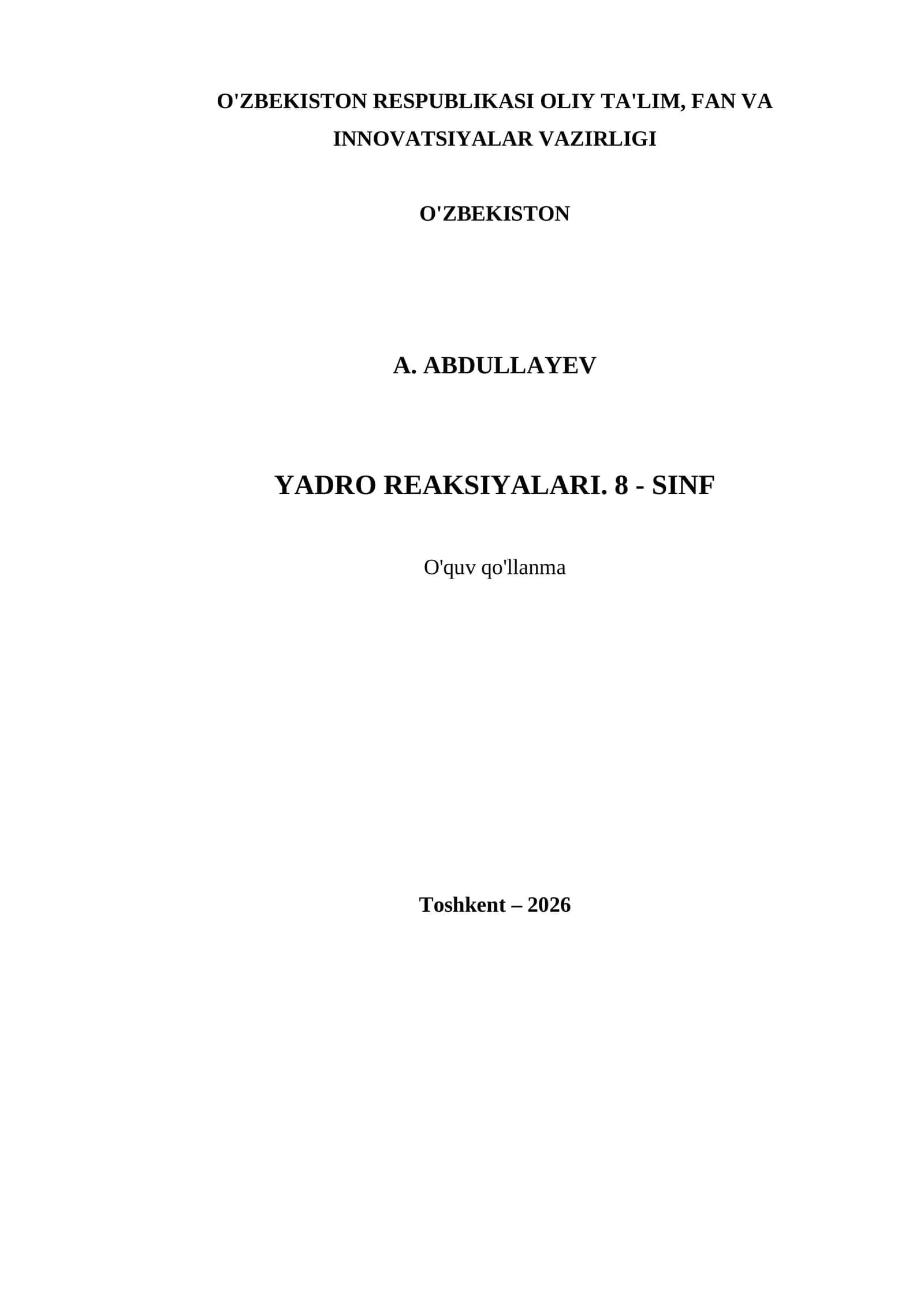 YADRO REAKSIYALARI. 8 - SINF 1