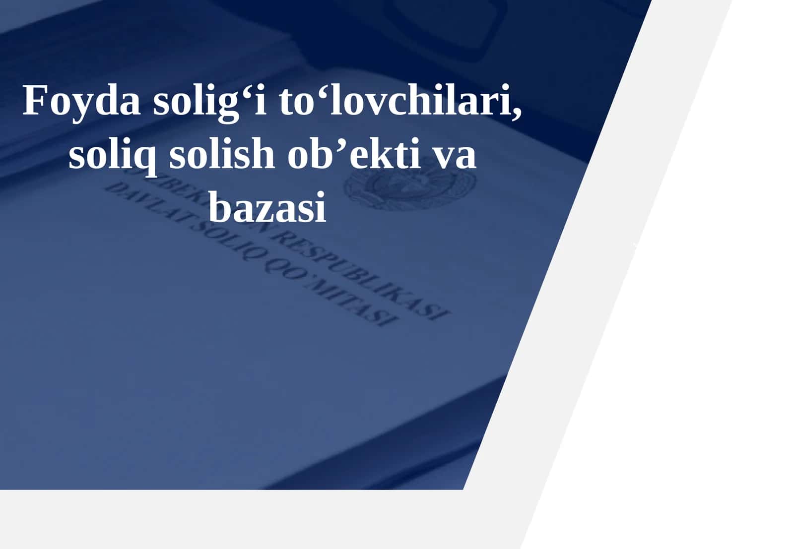 Foyda solig‘i to‘lovchilari, soliq solish ob’ekti va bazasi 1