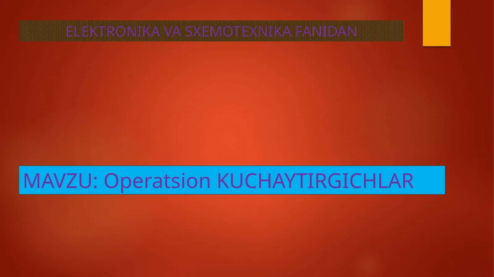 Operatsion KUCHAYTIRGICHLAR 1