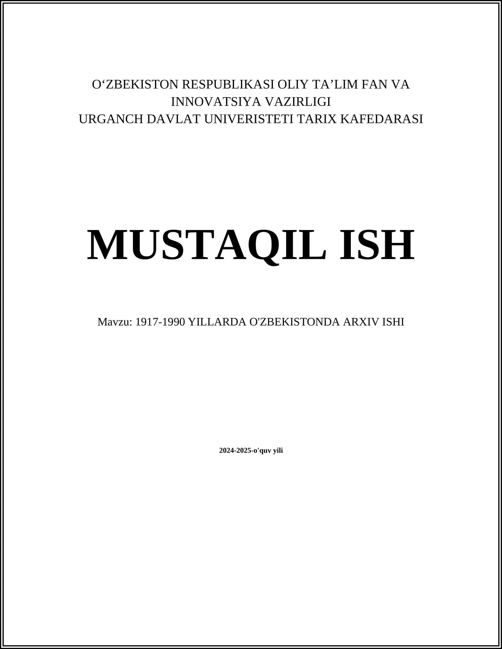 1917-1990 YILLARDA O'ZBEKISTONDA ARXIV ISHI 1
