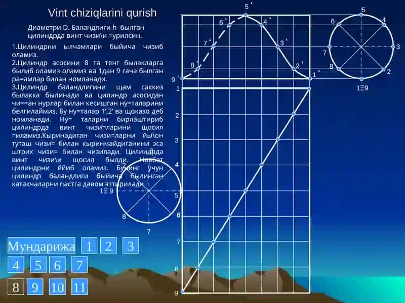 Vint chiziqlarini qurish
