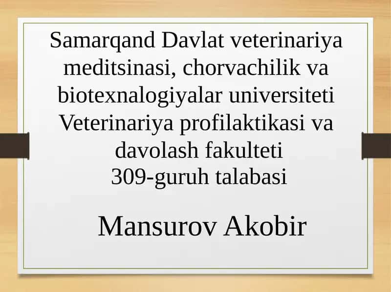 Veterinariya ishini tashkil etish, sanitariya ekspertizasi va akusherligi 1