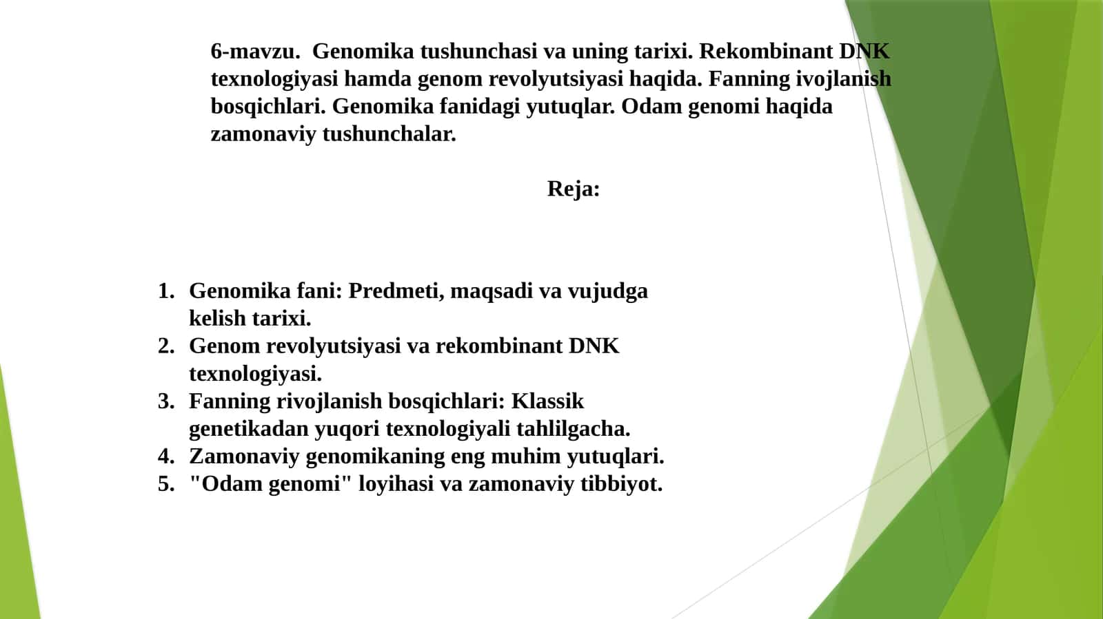 6-mavzu. Genomika tushunchasi va uning tarixi 1