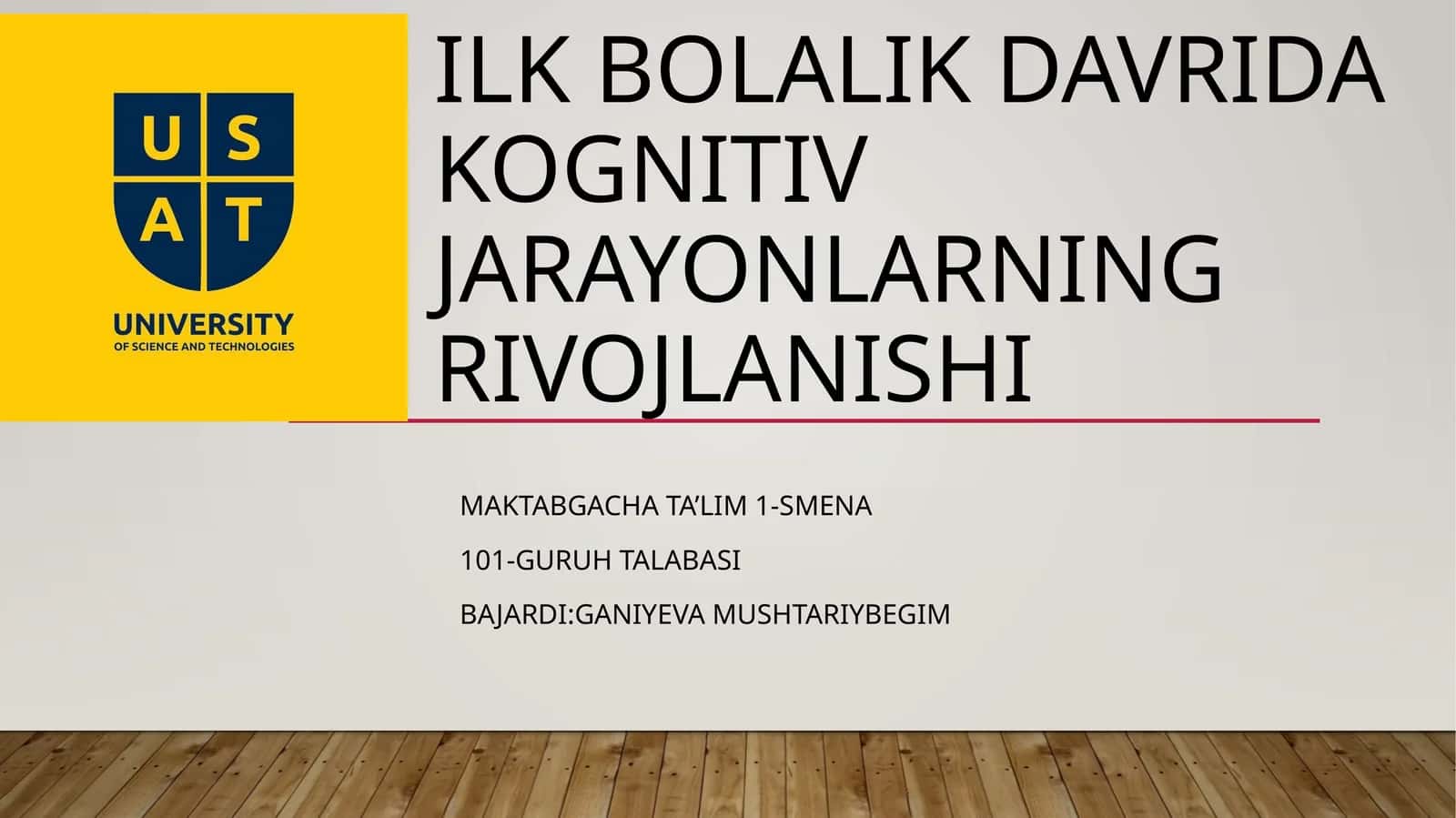 Ilk bolalik davrida kognitiv jarayonlarning rivojlanishi 1