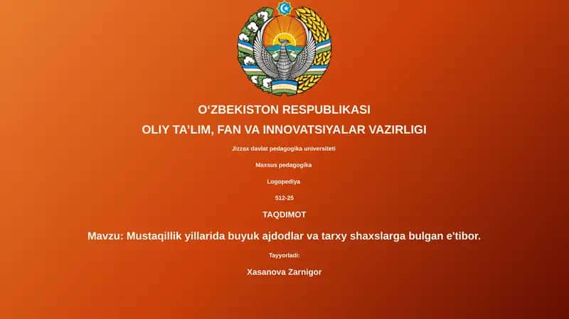 Mustaqillik yillarida buyuk ajdodlar va tarxy shaxslarga bulgan e'tibor 1