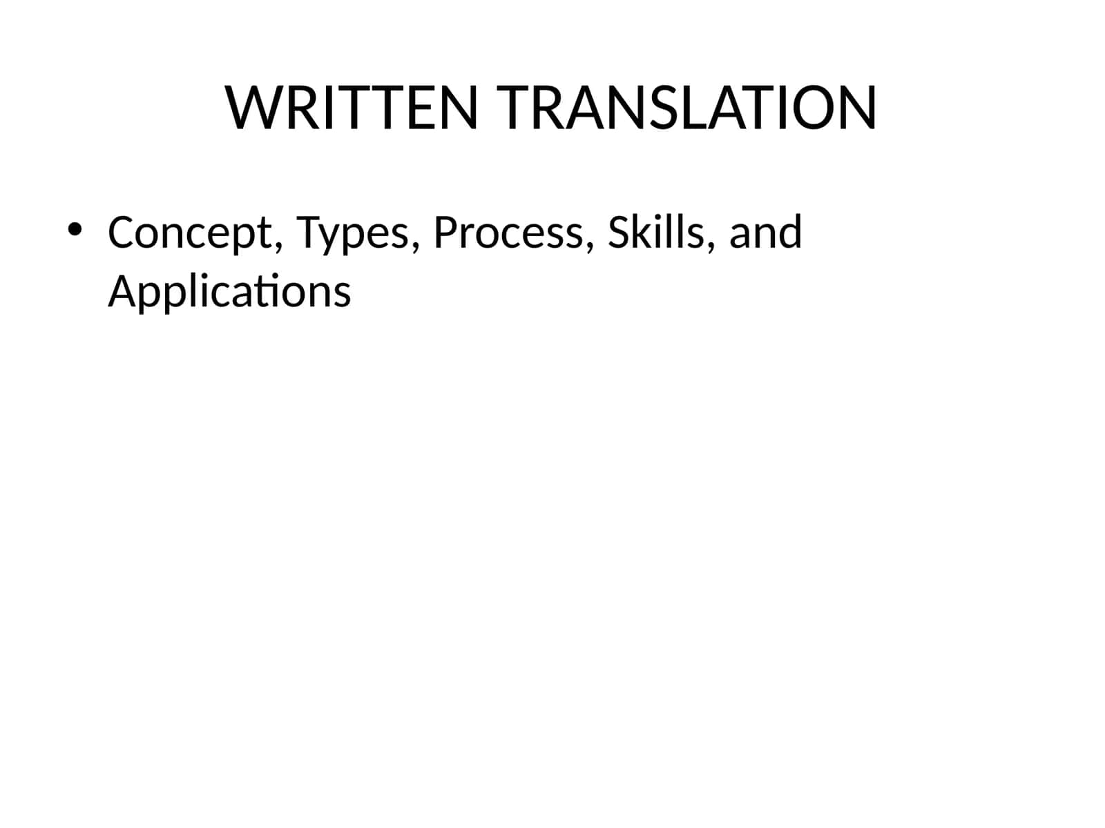 Written Translation Concepts 1