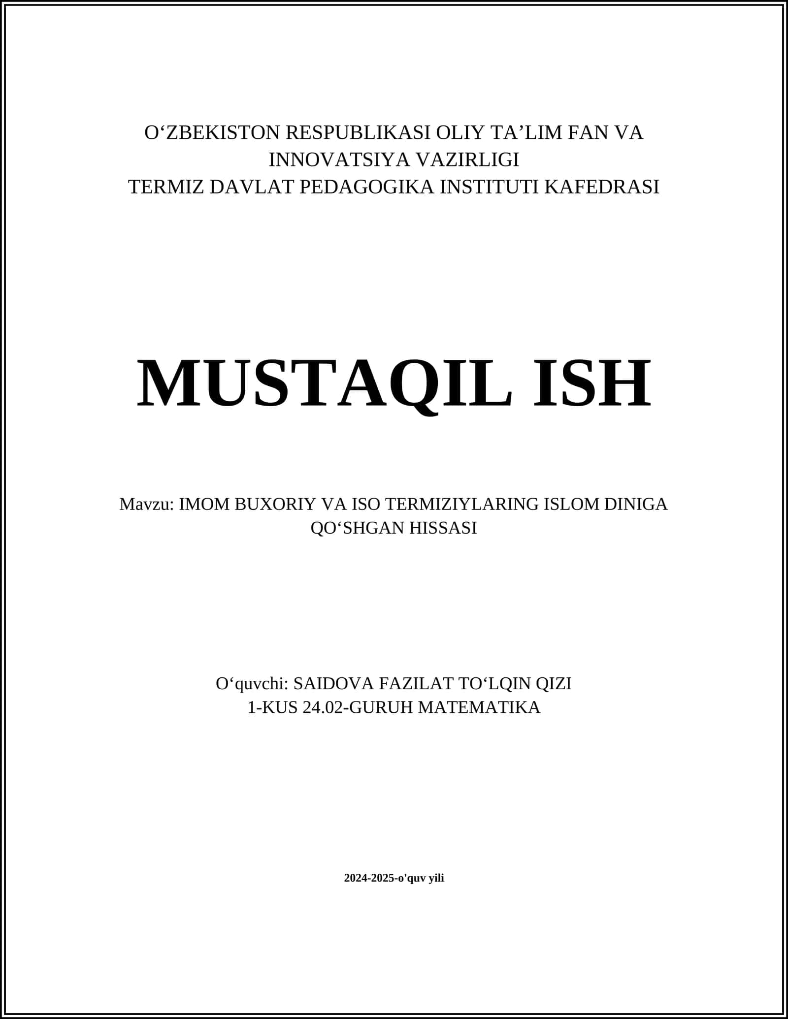 Imom Buxoriy va Iso Termiziy alaging islohiy fermenti 1