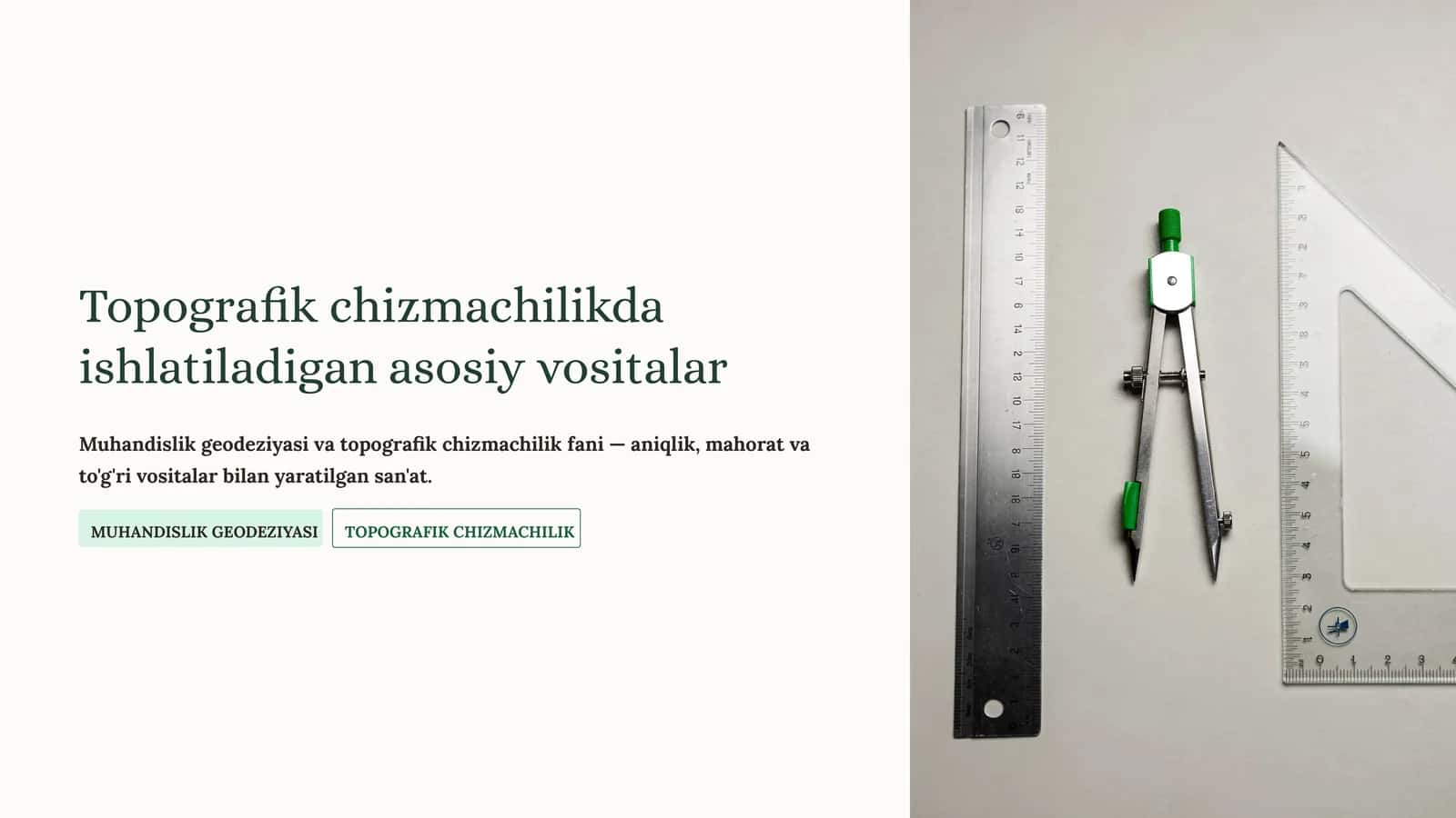 Topografik chizmachilikda ishlatiladigan asosiy vositalar 1