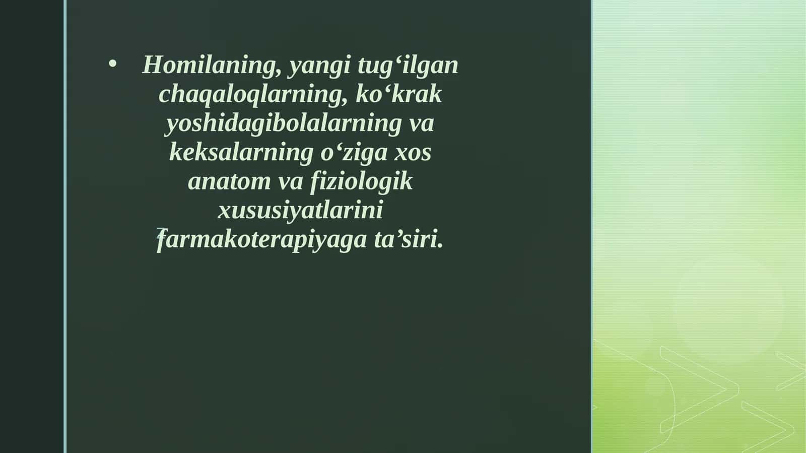 Homilaning anatomik va fiziologik xususiyatlari 1