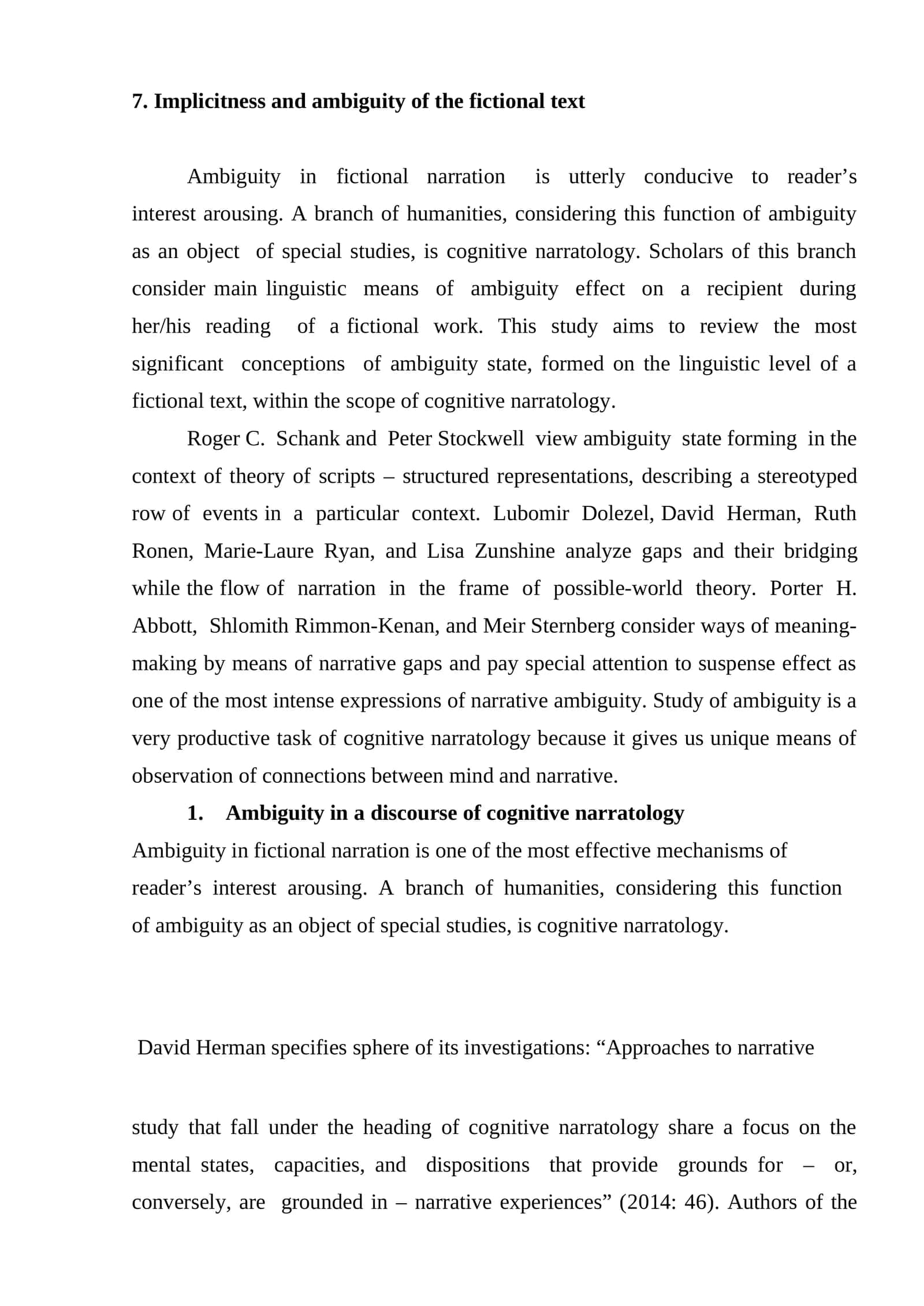Implicitness and ambiguity of the fictional text 1