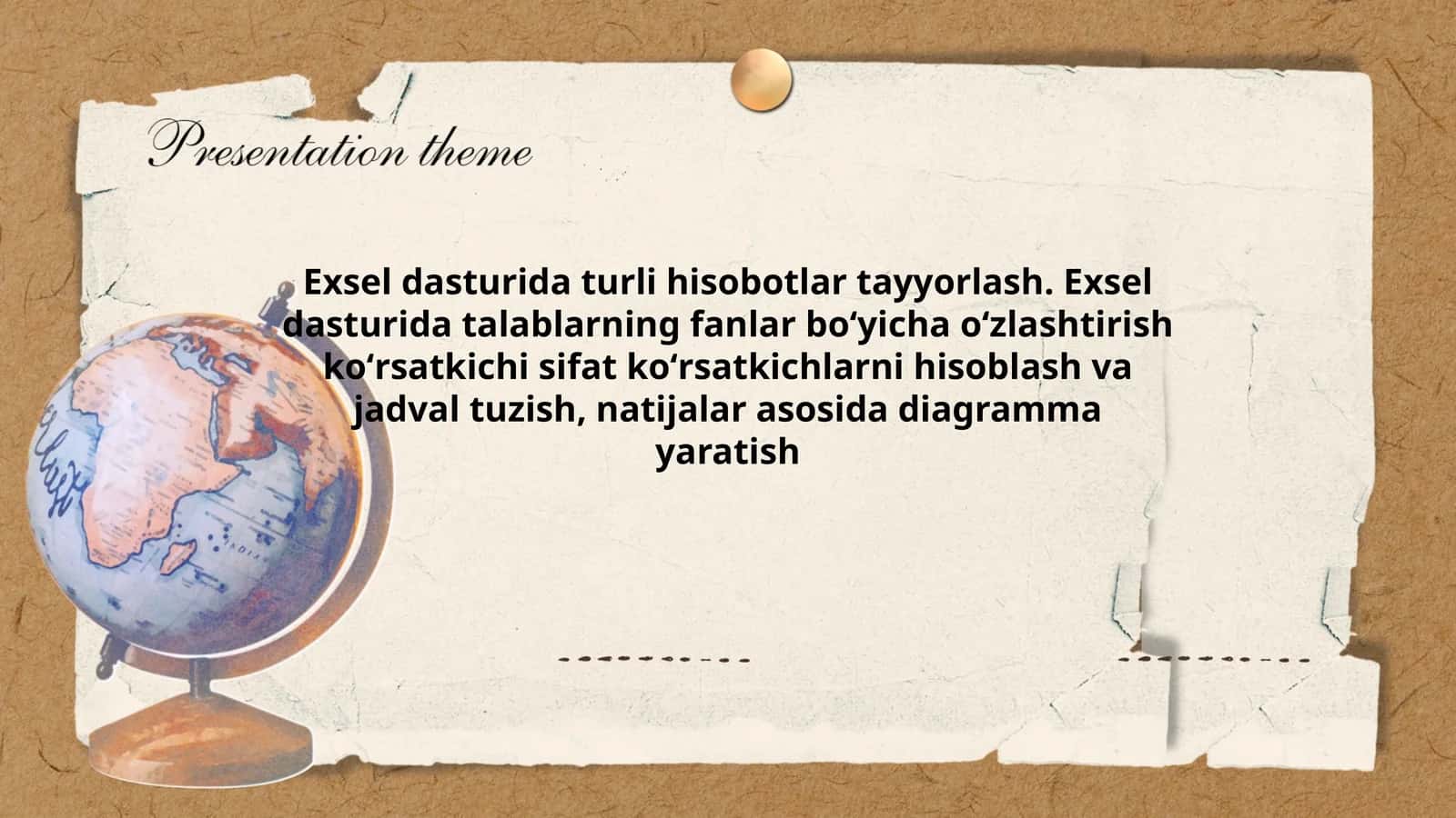 Exsel dasturida turli hisobotlar tayyorlash 1