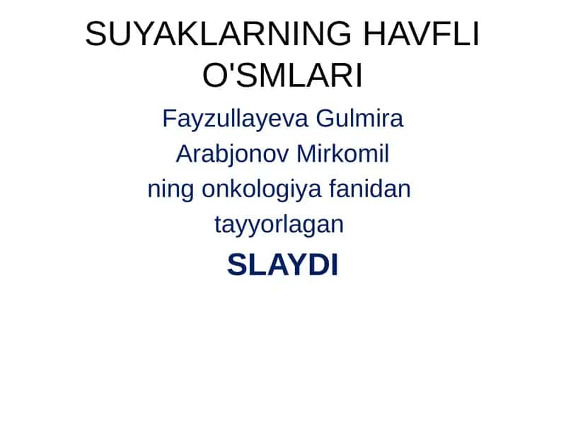 SUYAKLARNING HAVFLI O'SMLARI 1