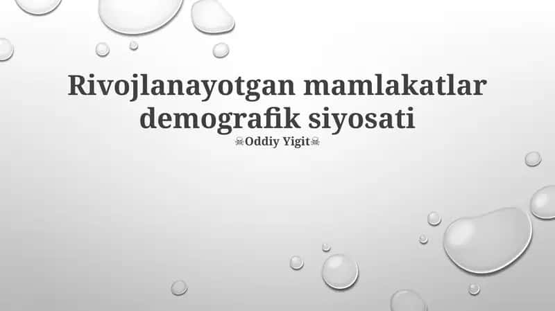 Rivojlanayotgan mamlakatlar demografik siyosati 1