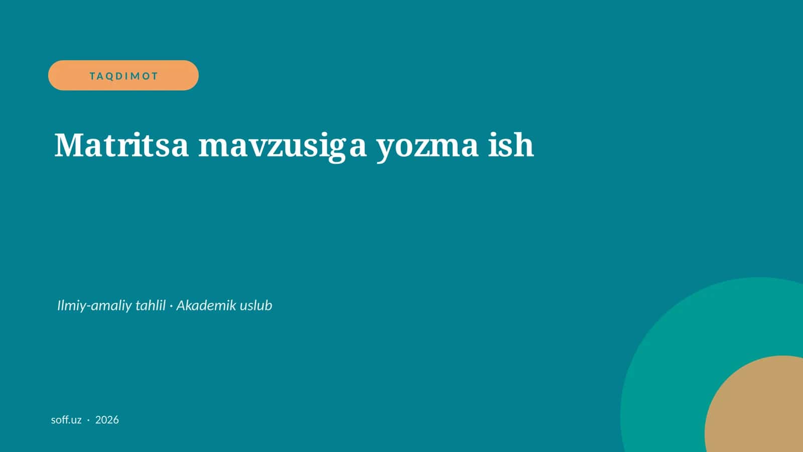 Matritsa mavzusiga yozma ish 1