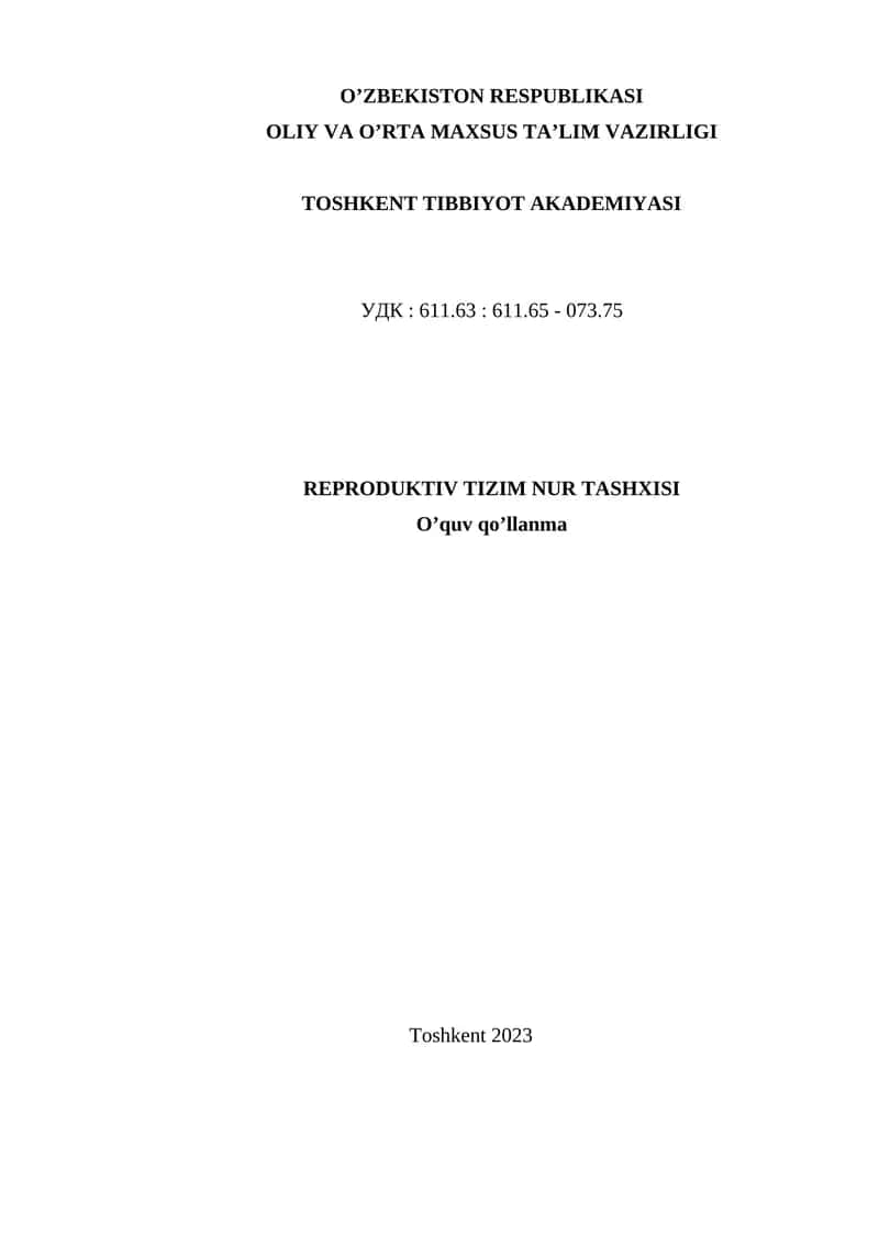 REPRODUKTIV TIZIM NUR TASHXISI 1