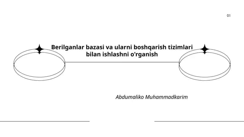 Berilganlar bazasi va ularni boshqarish tizimlari bilan ishlashni o'rganish 1