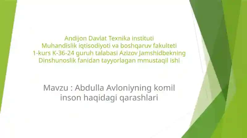 Abdulla Avloniyning komilinson haqidagi qarashlari