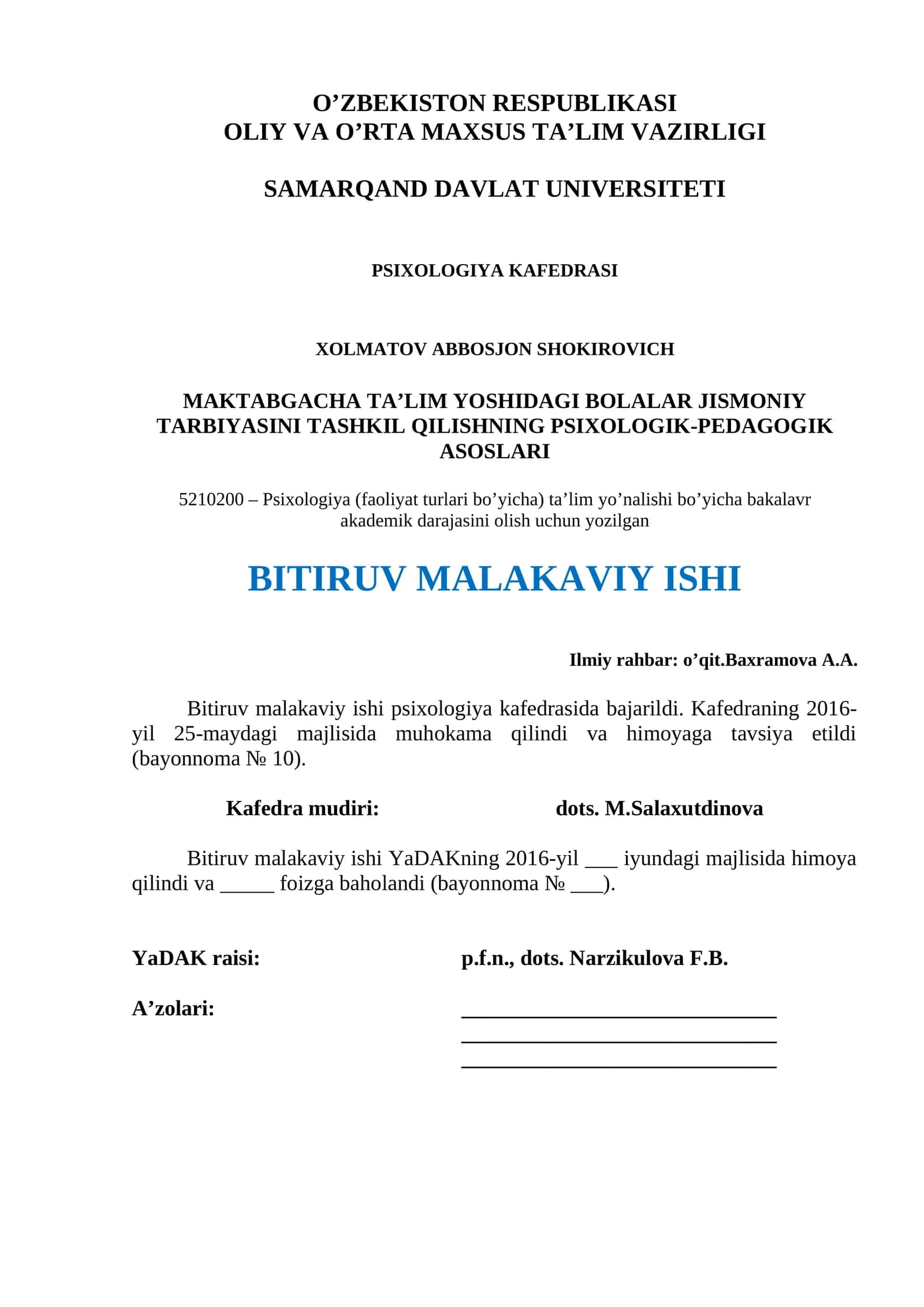 MAKTABGACHA TA’LIM YOSHIDAGI BOLALAR JISMONIY TARBIYASINI TASHKIL QILISHN 1