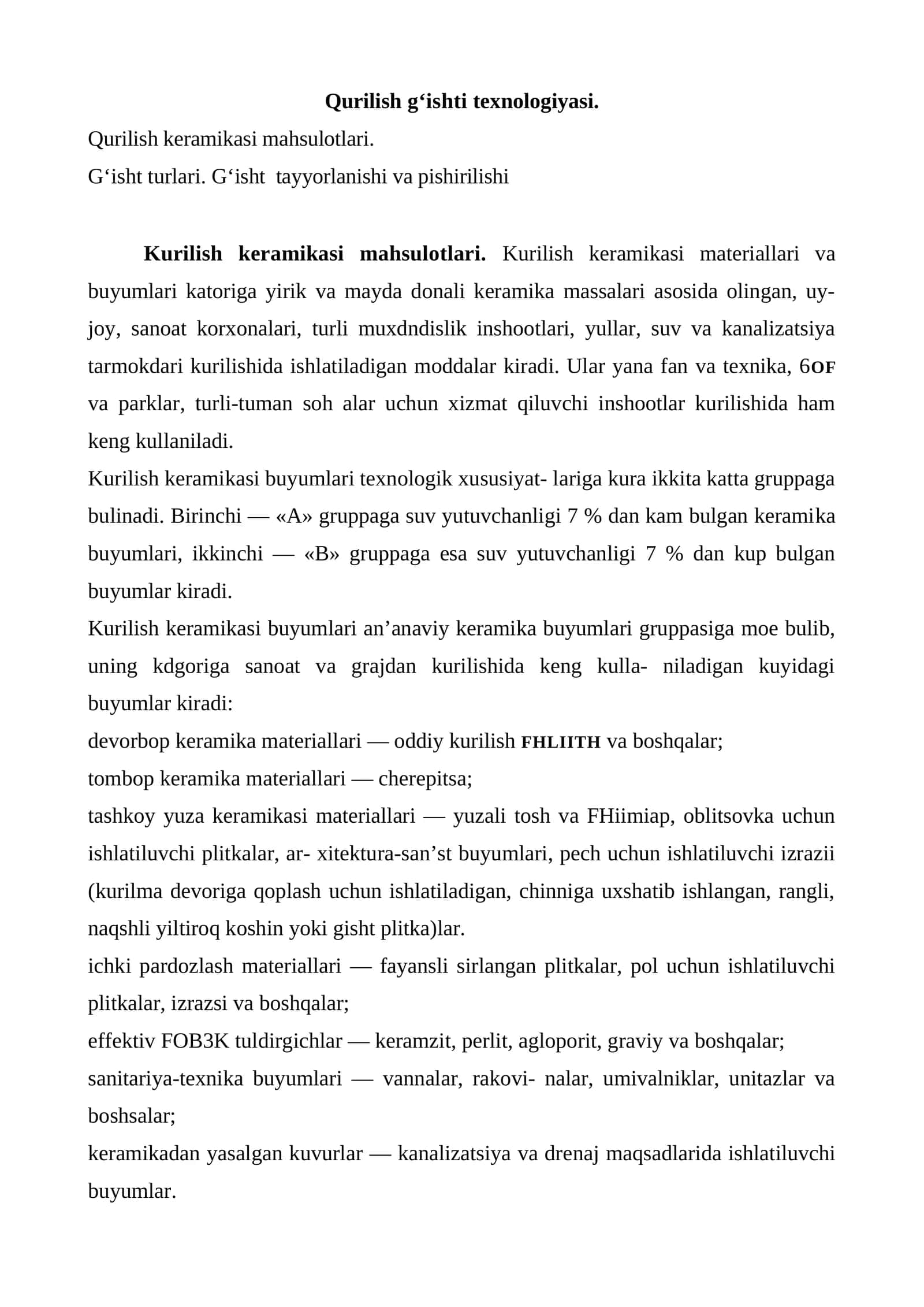 Qurilish keramikasi mahsulotlari 1