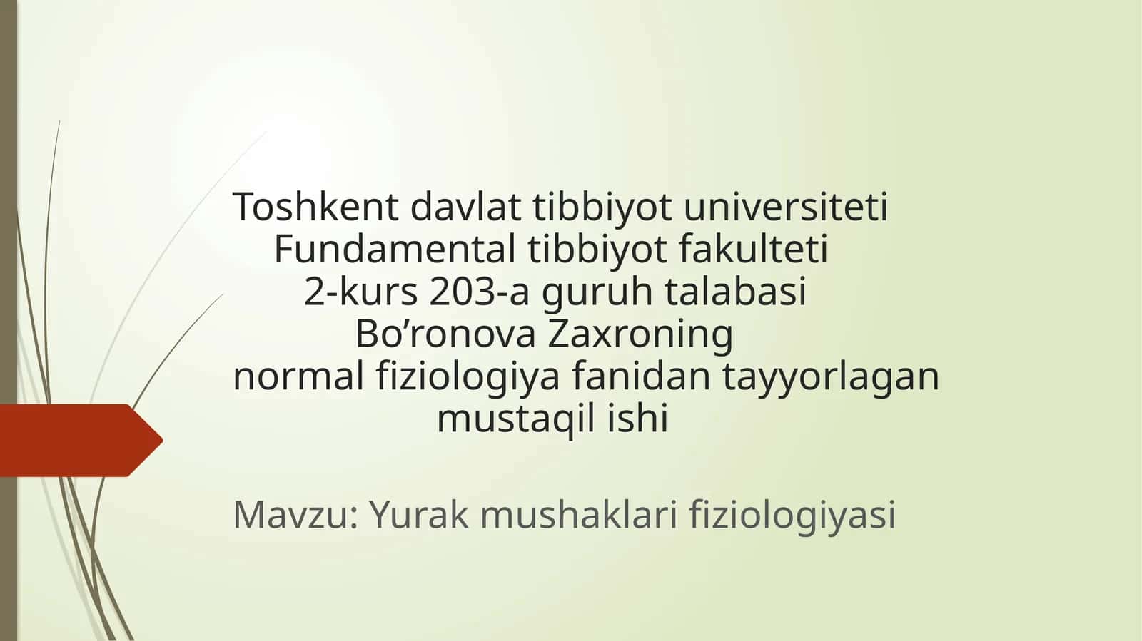 Yurak mushaklari fiziologiyasi 1