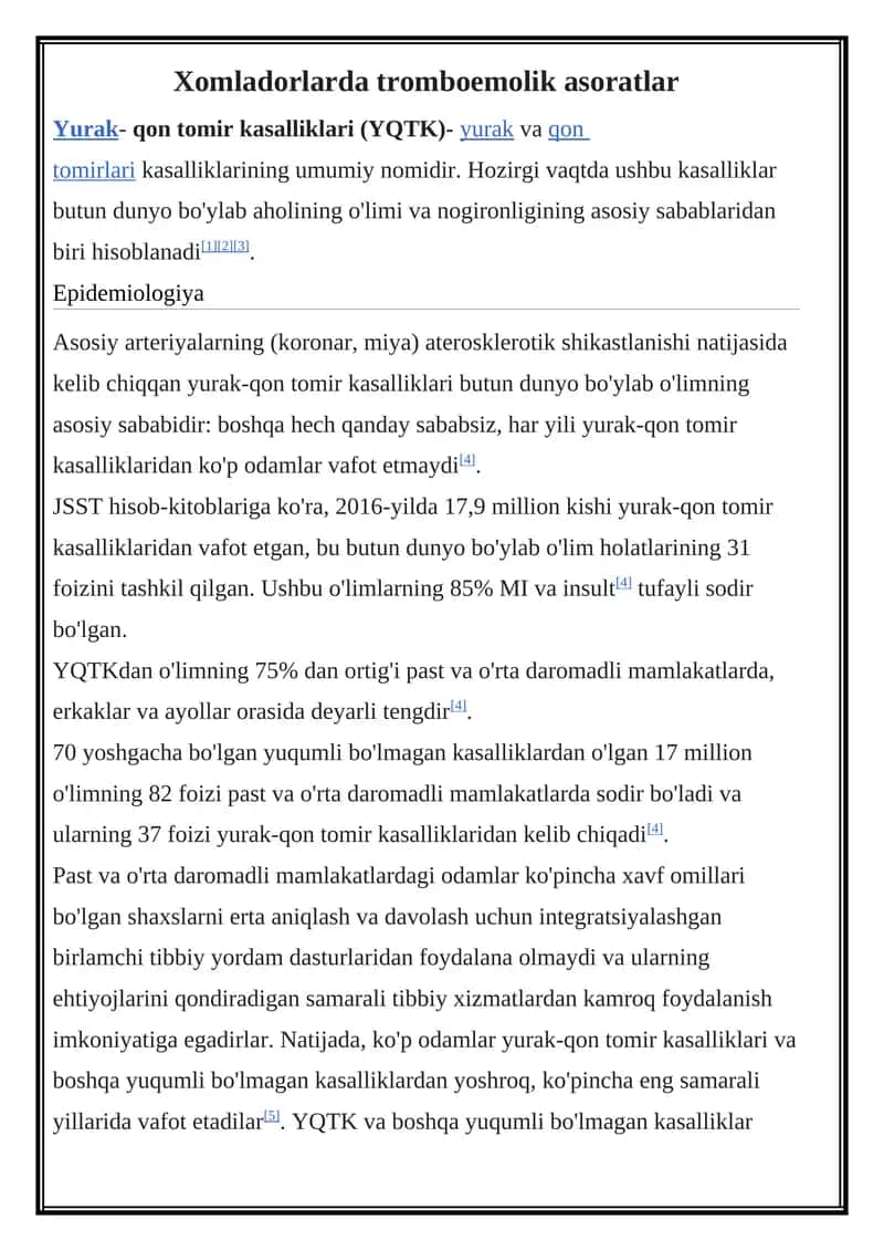 Yurak-qon tomir kasalliklari 1