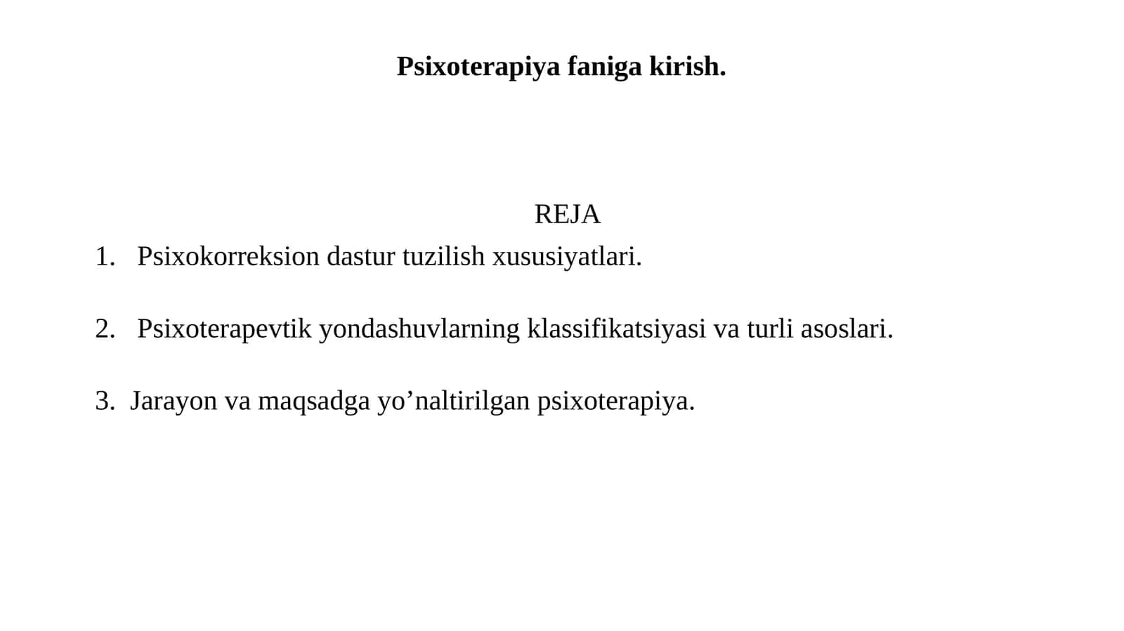 Psixoterapiya faniga kirish 1