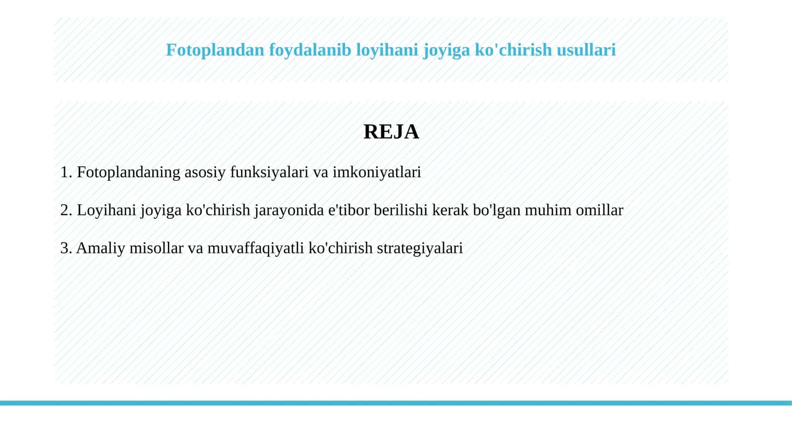 Fotoplandan foydalanib  loyihani joyiga ko'chirish usullari 1