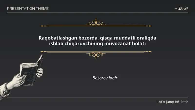 Raqobatlashgan bozorda qisqa muddatda ishlab chiqaruvchining muvozanat holati 1