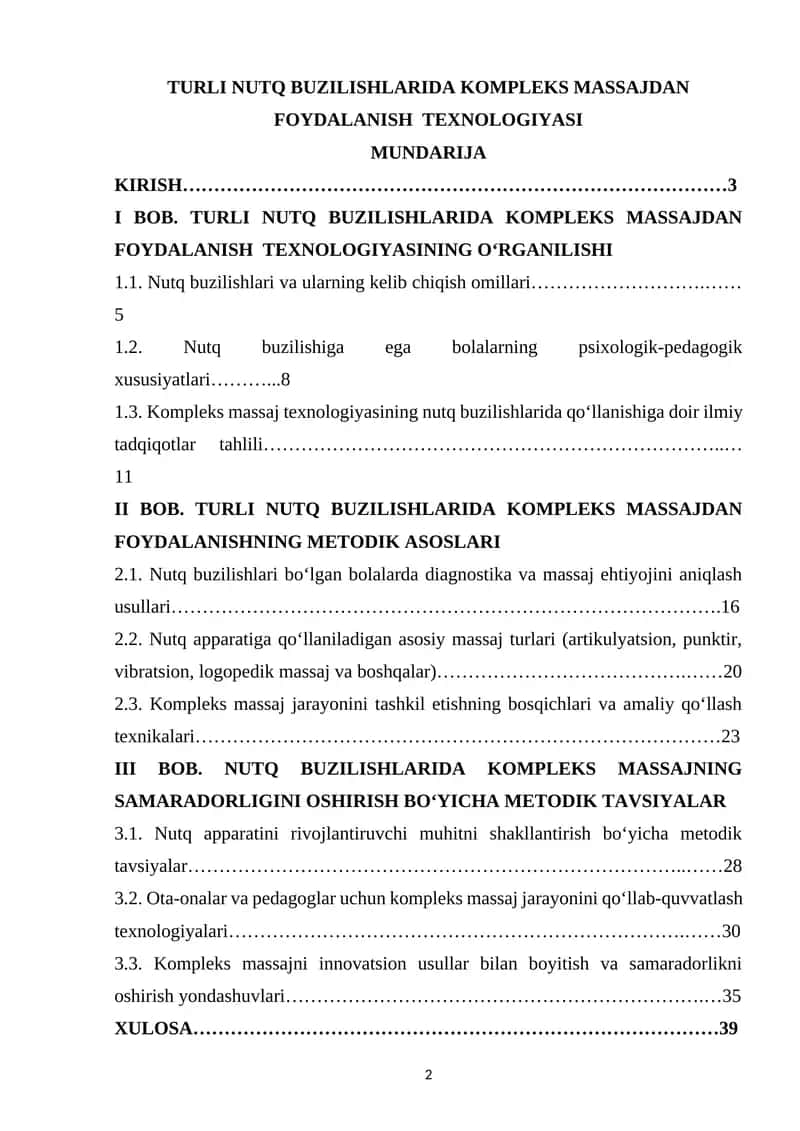 TURLI NUTQ BUZILISHLARIDA KOMPLEKS MASSAJDAN FOYDALANISH  TEXNOLOGIYASI 1