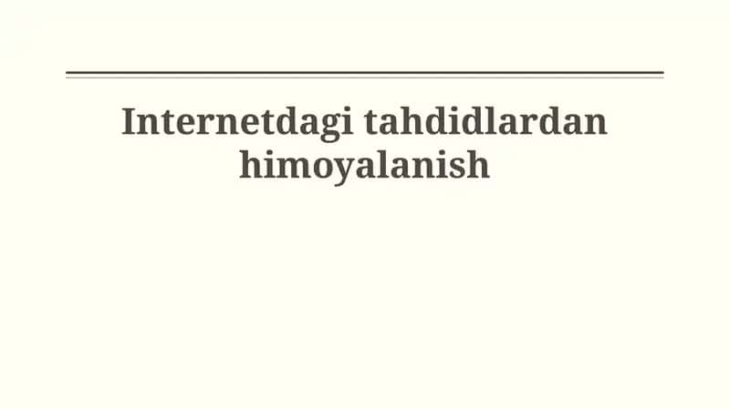 Onlayn tahdidlardan himoyalanish 1
